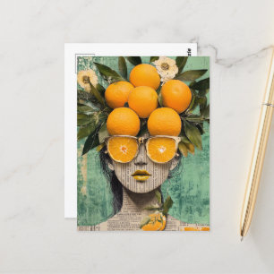 The Woman and the Oranges Collage Postcard