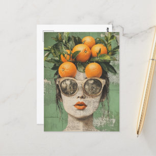 The Woman and the Oranges Collage Postcard