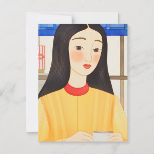 The Woman at the Cafe Postcard