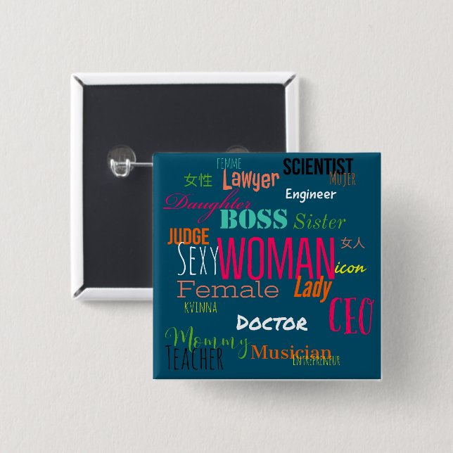 THE WOMAN BUTTON (Deep Blue Sea) (Front & Back)
