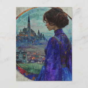 The Woman in Blue Postcard