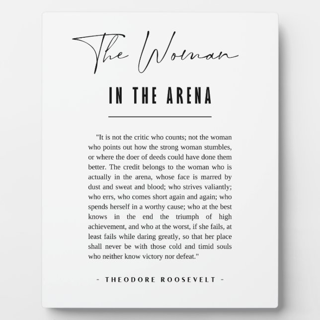The Woman in the Arena Daring Greatly quote Plaque (Front)