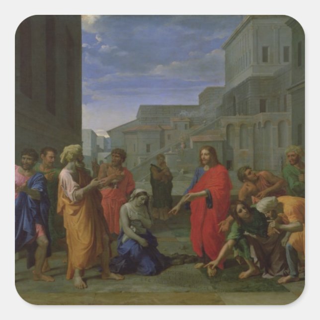 The Woman Taken in Adultery, 1653 Square Sticker (Front)