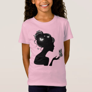 The woman with the black and white butterflies T-Shirt