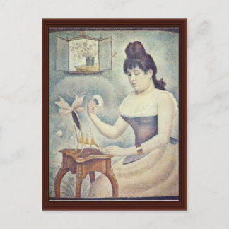 The Woman With The Powder Puff Postcard