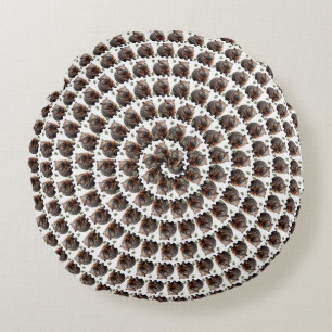The Wombat Whirl: A Spiral of Wonder, Round Cushion