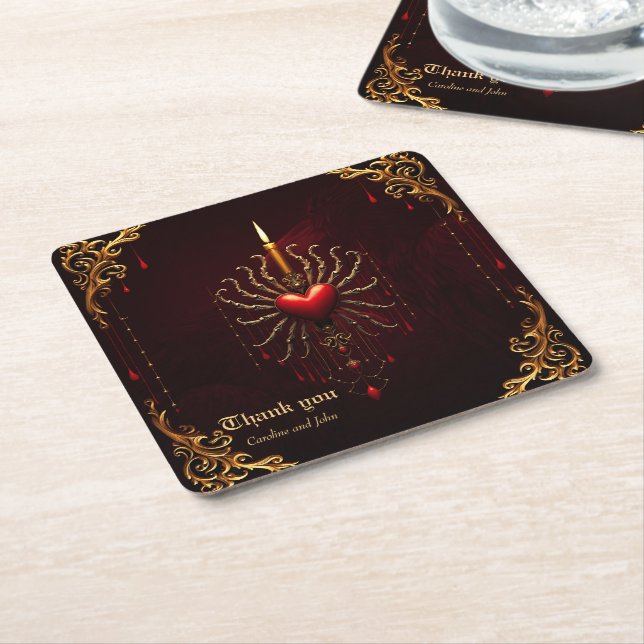 The wonderful beautiful art of gothic elegance.  square paper coaster (Angled)