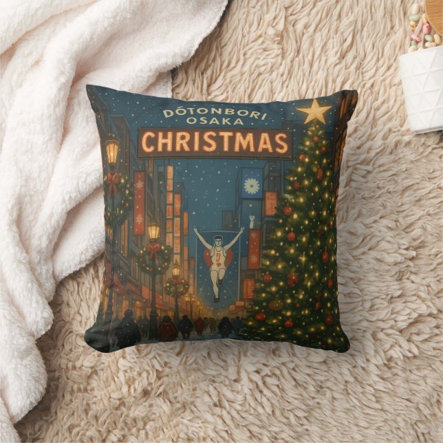 The wonderful Dotonbori Christmas Street in Osaka Cushion (Blanket)