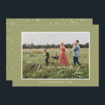 The Wonders of His Love Photo Script Green Holiday Card<br><div class="desc">The Wonders of His Love Photo Script Green Holiday Card
Pop in your favourite photo and add your name. That's it! So simple.</div>