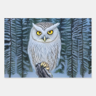 The Woodland North Woods Little Grey Owl Wrapping Paper Sheet