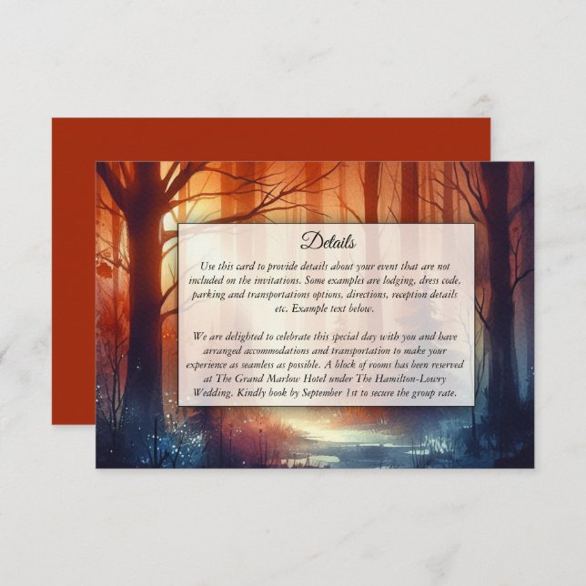 The Woodland Spell of Falling Leaves Wedding  Enclosure Card (Front/Back)