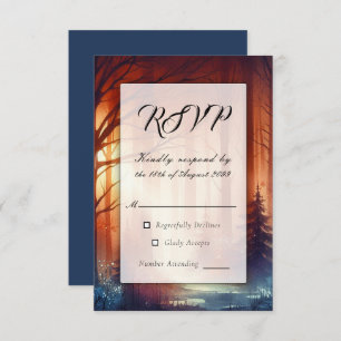 The Woodland Spell of Falling Leaves Wedding  RSVP Card