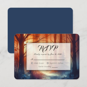 The Woodland Spell of Falling Leaves Wedding RSVP Card