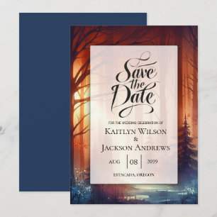 The Woodland Spell of Falling Leaves Wedding Save The Date