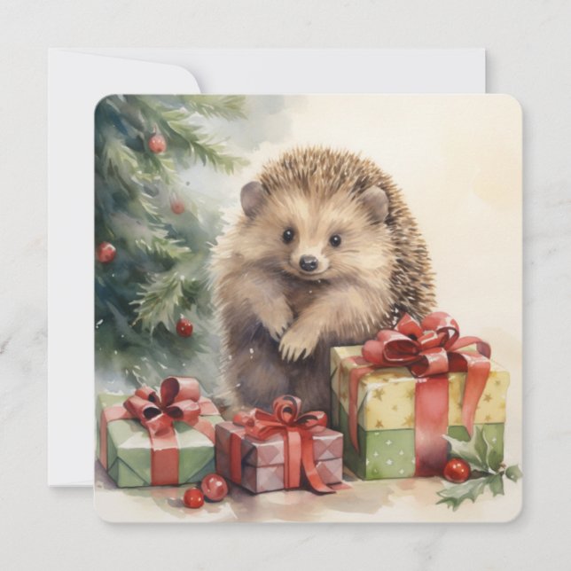 The Woodlawn Collection: Christmas Hedgehog Holiday Card (Front)