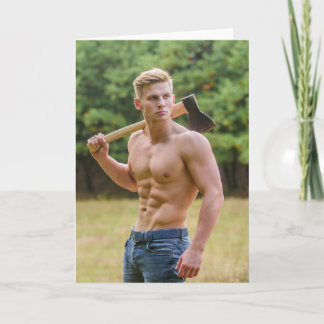 The Woodsman Hot Guy Greetings Card