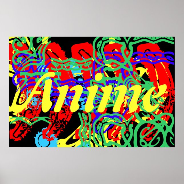 the word Anime with a splash of Colour Poster (Front)