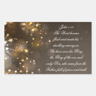 The Word Became Flesh Bible Verse, John 1:14 Rectangular Sticker