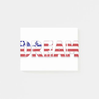 The word "Dream" with American flag Post-it Notes