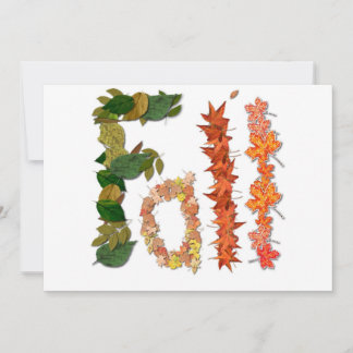 The word " Fall " written in leaf graphics