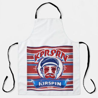 the word krispin as a logo apron