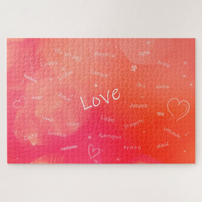 The word LOVE in many different languages    Jigsaw Puzzle (Horizontal)