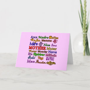 The Word Mother in Many Languages Card