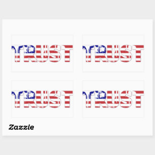 The word Trust with Patriotic American Flag Rectangular Sticker