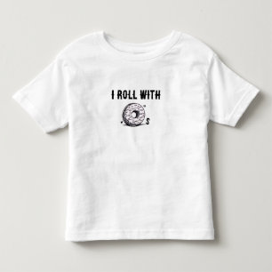 The wording "I roll with" & Doughnuts on T-shirt