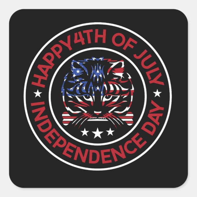 The words 4th of july square sticker (Front)