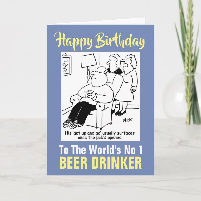 The Word's Number 1 Beer Drinker - Happy Birthday Card (Front)