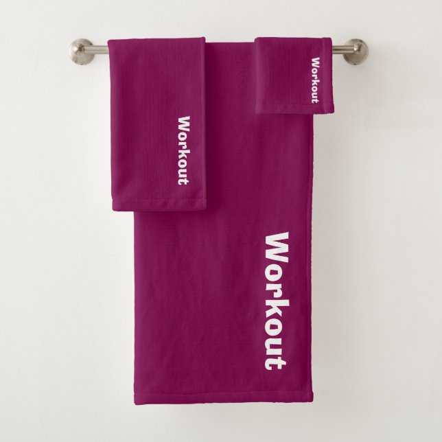 The Workout Logo Plum Exercise Fitness  Bath Towel Set (Insitu)
