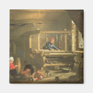 The Workshop of a Weaver, 1656 (oil on canvas) Magnet