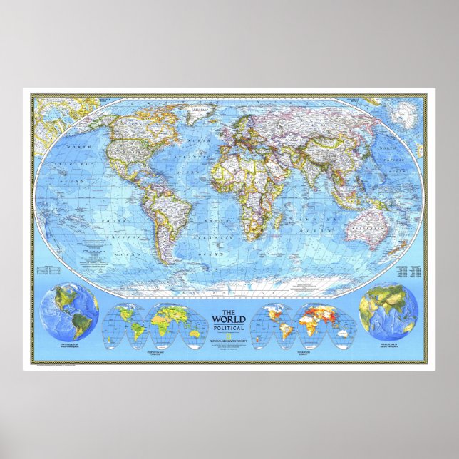 " The World: 1994 Physical MAP ... Poster (Front)