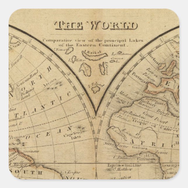 The World 3 Square Sticker (Front)