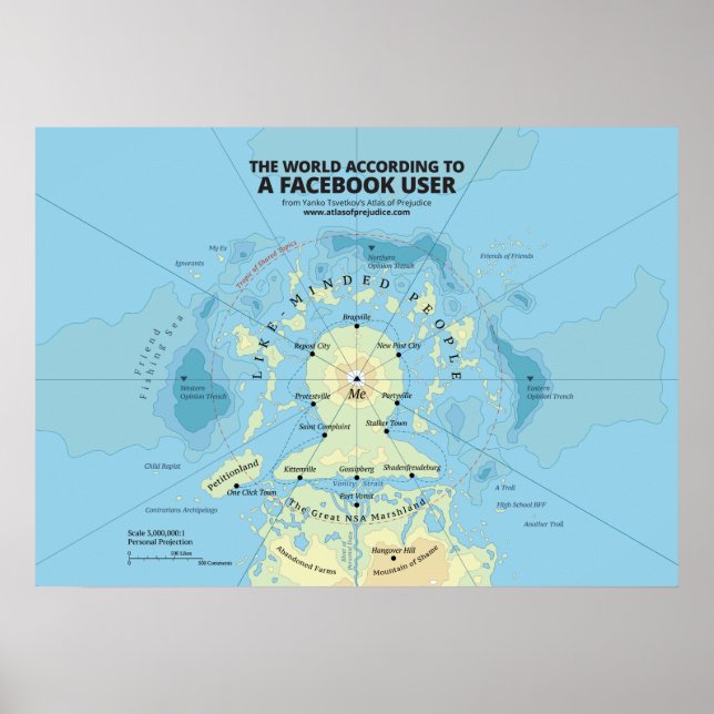 The World According to a Facebook User Poster (Front)