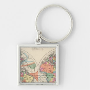 The world Atlas map with currents and trade winds Key Ring