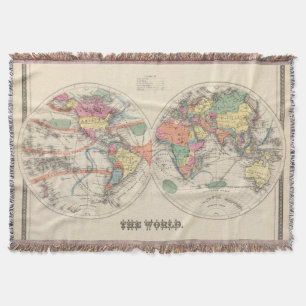 The world Atlas map with currents and trade winds Throw Blanket