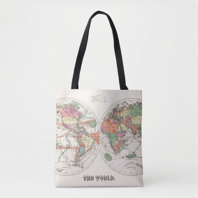 The world Atlas map with currents and trade winds Tote Bag (Front)