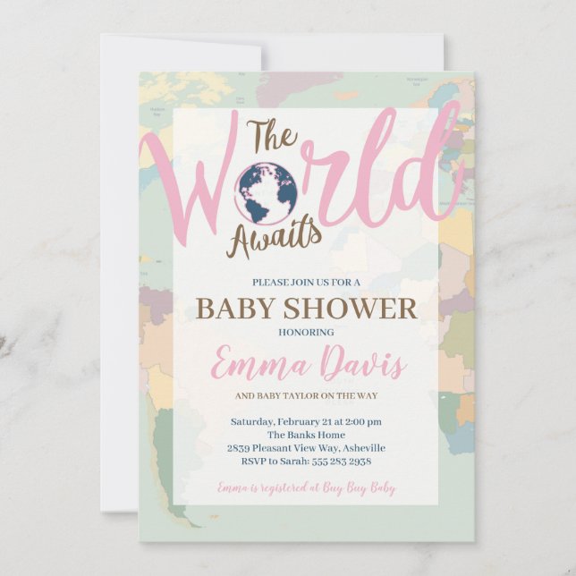 The World Awaits Baby Shower Invitation (Front)