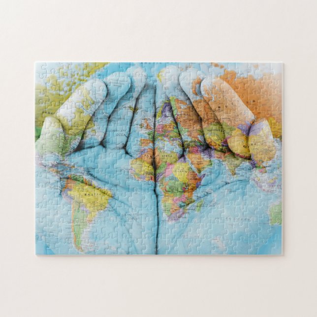 The World in Hands Puzzle (Horizontal)