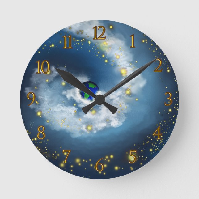 The World In His Hands Numbered Round Clock (Front)