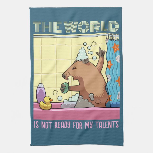 The World Is Not Ready Singing Groundhog Tea Towel (Vertical)