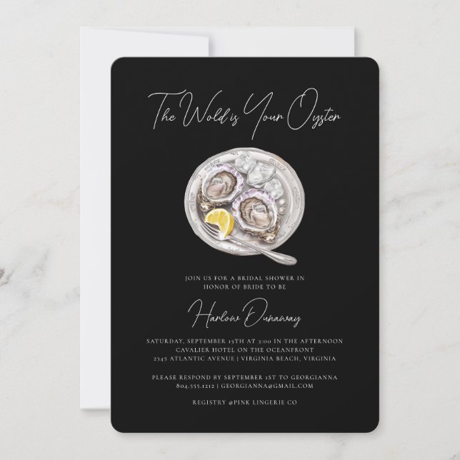 The World is Your Oyster Elegant Bridal Shower  Invitation (Front)