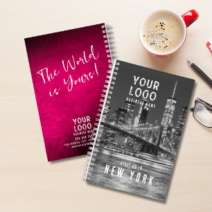 The World Is Yours Business Logo Magenta Photo Notebook