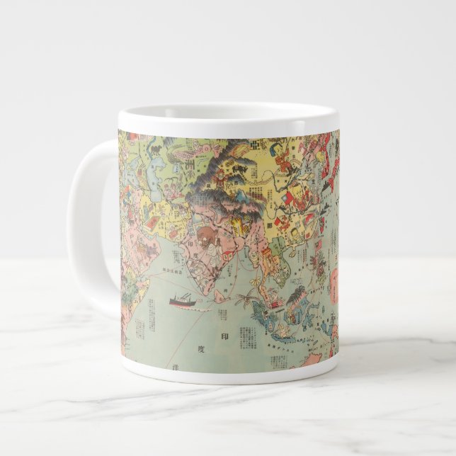 The World Map at a Glance - World Air Routes Large Coffee Mug (Front Left)