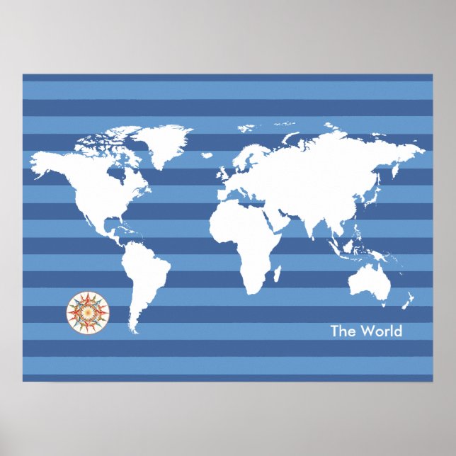 the world map with stripes poster (Front)