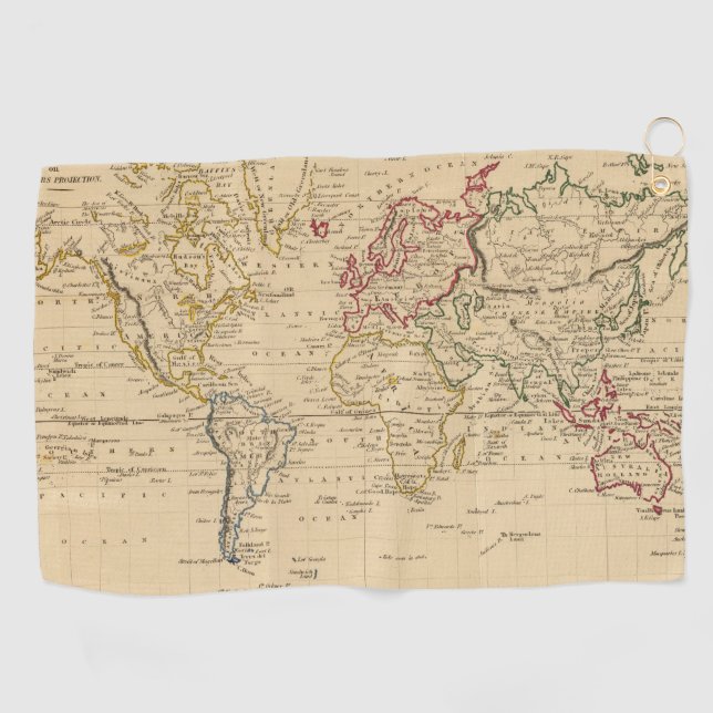 The World, Mercator's Projection Golf Towel (Horizontal)