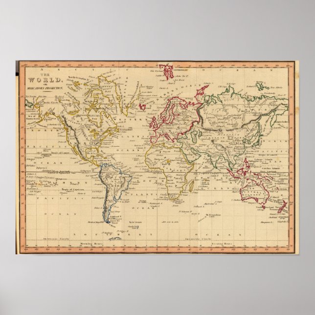 The World, Mercator's Projection Poster (Front)