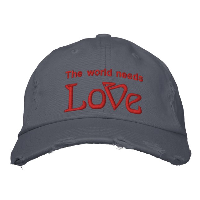 The world needs LoVe - Distressed Baseball Cap (Front)
